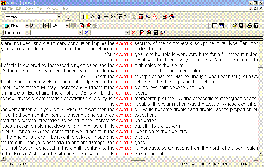 Concordance: eventual (random sample)