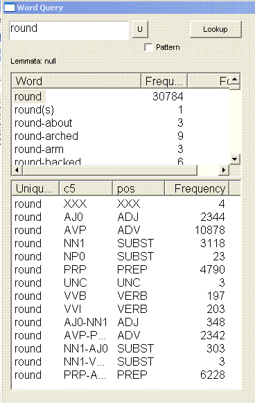 Word query for 'round'